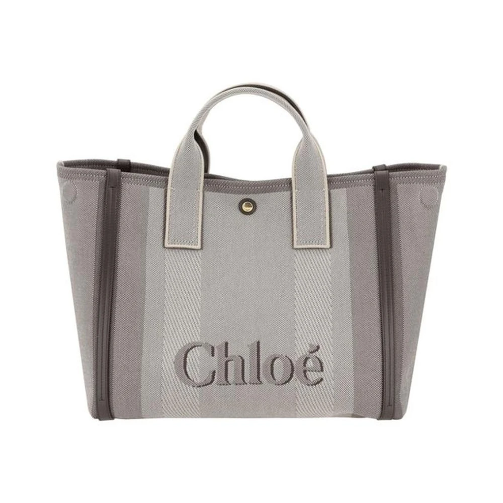 Chloé Katoenen handtas met leren details Gray Dames