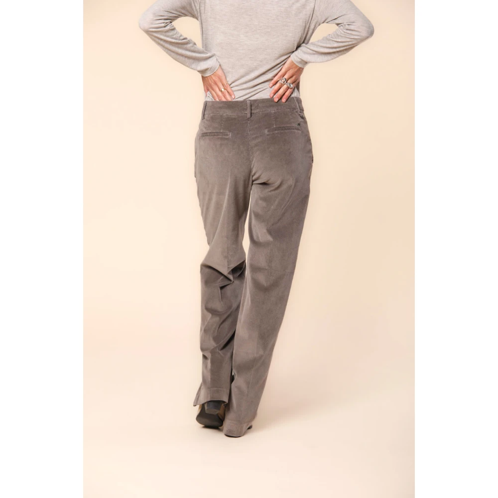 Mason's Fluweelrib Straight Fit Chino Broek Gray Dames