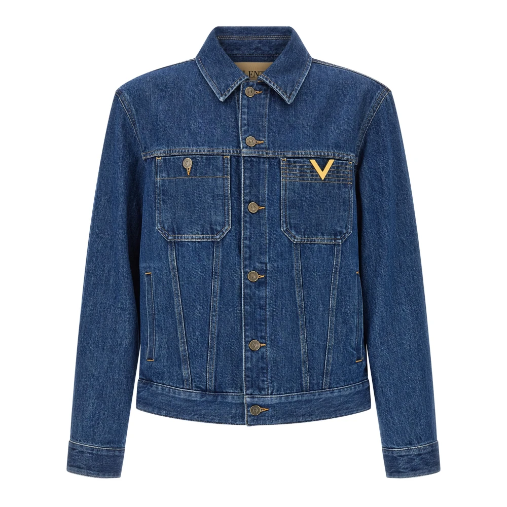 Valentino Garavani Herr Blå Jackor M, Denim, Denimjacka Med Vgold