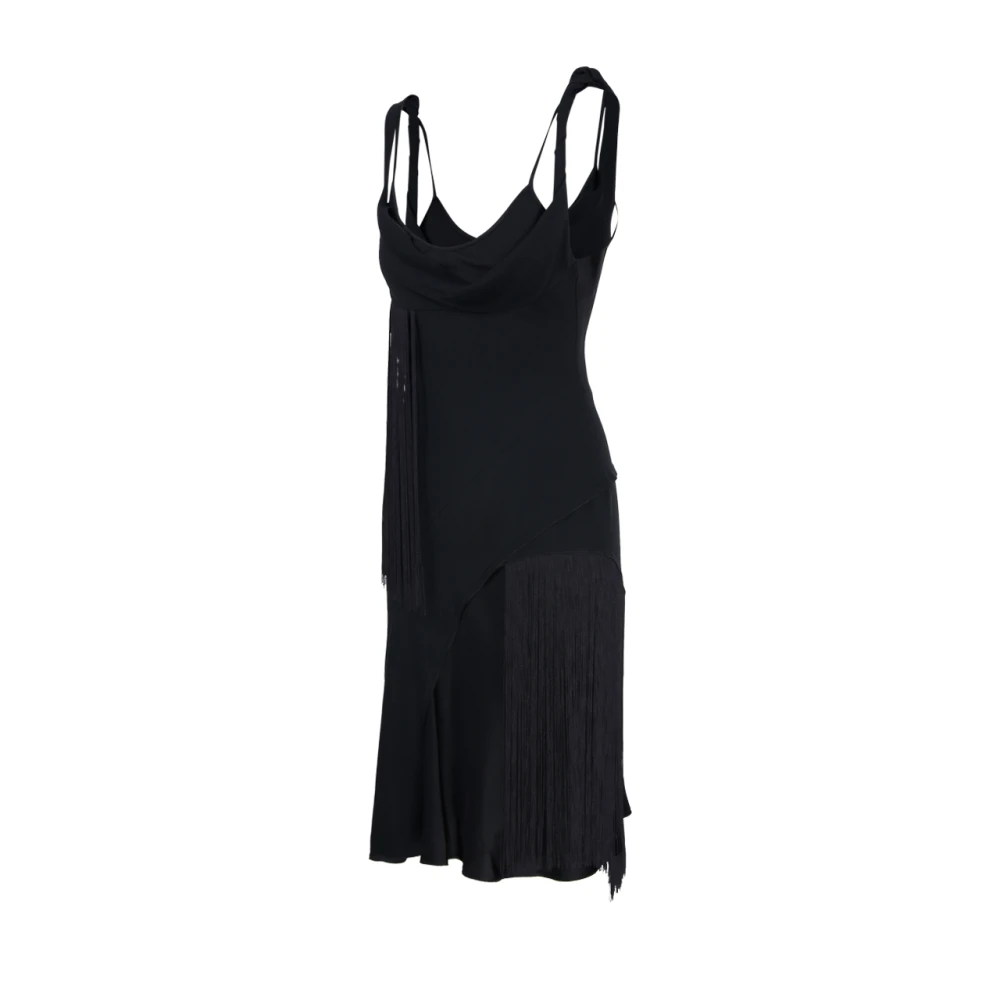 Victoria Beckham Speelse franje mini jurk Black Dames