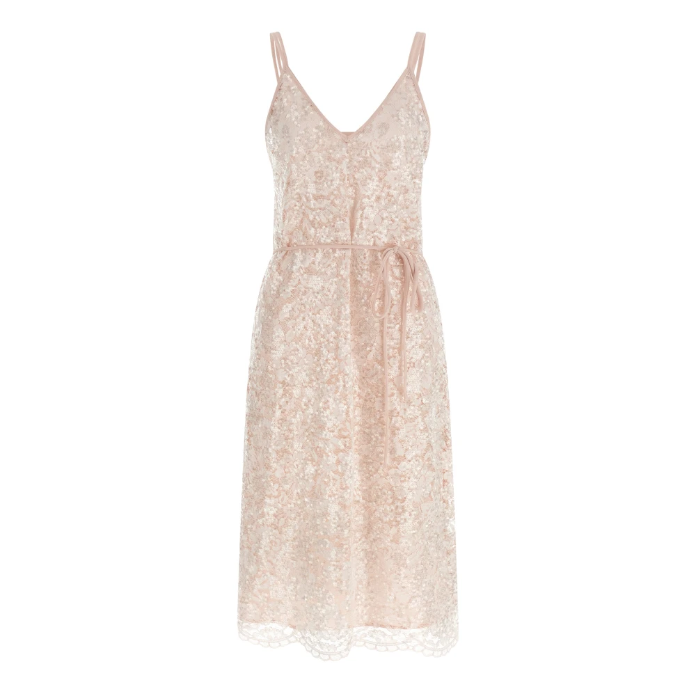 Twinset Women's Pink Semi-Transparent Lace Midi Dress - Midi Dresses - M - Dresses