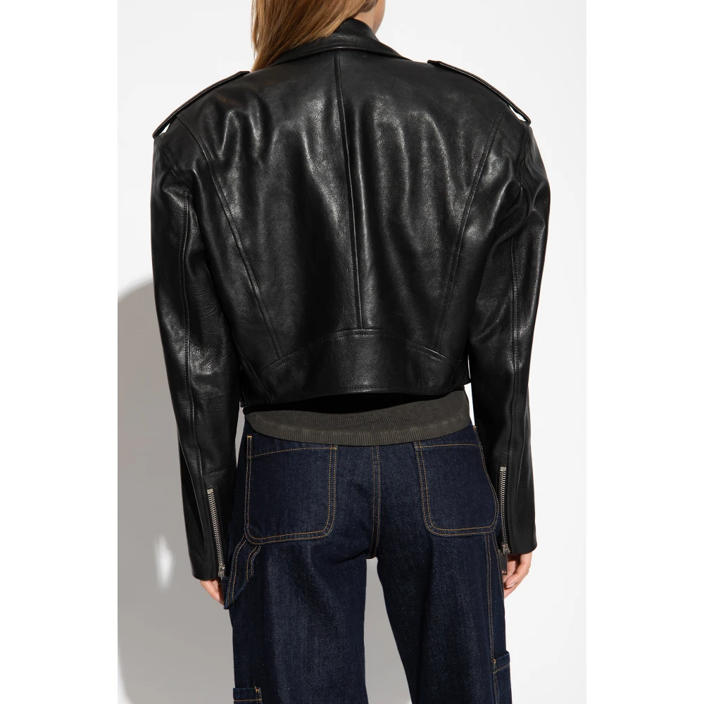 Halfboy Geknipte leren jas Black Dames