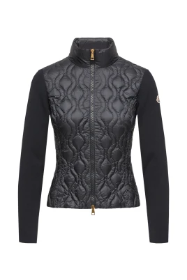 Cardigan med vågformad quiltning och dragkedja
