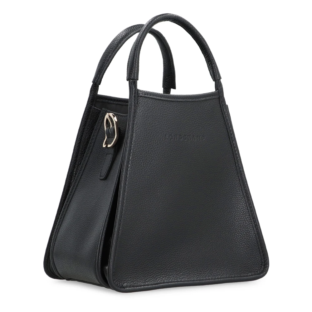 Longchamp Korrelig leren schoudertas met drukknoopsluiting Black Dames