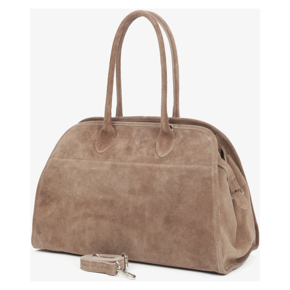 Estro Beige Satchel Handtas voor vrouwen gemaakt van Premium Italiaans Velours Beige Dames