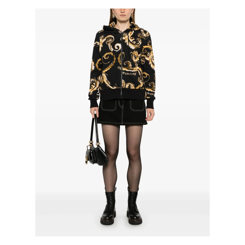 Versace Jeans Couture Zwart en Goud Fleece Sweatshirt Multicolor Dames
