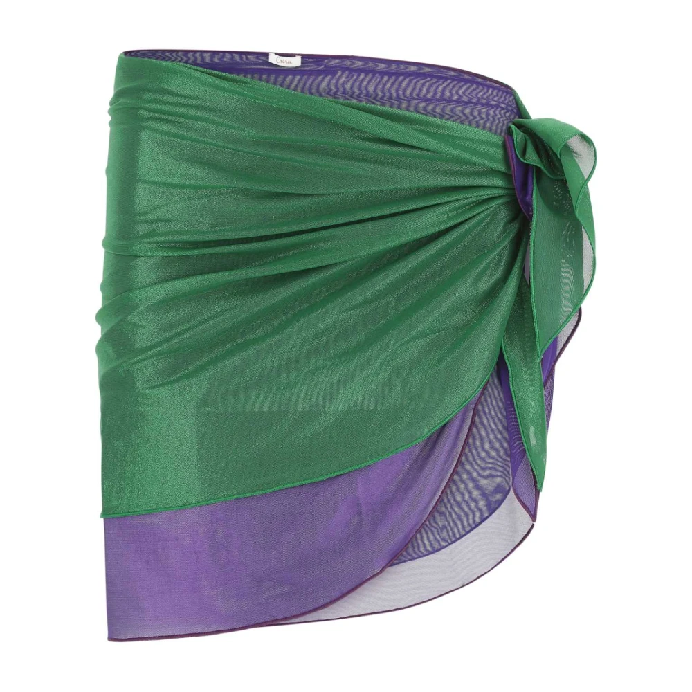 Oseree Två-ton stretch nylon sarong kjol Green, Dam