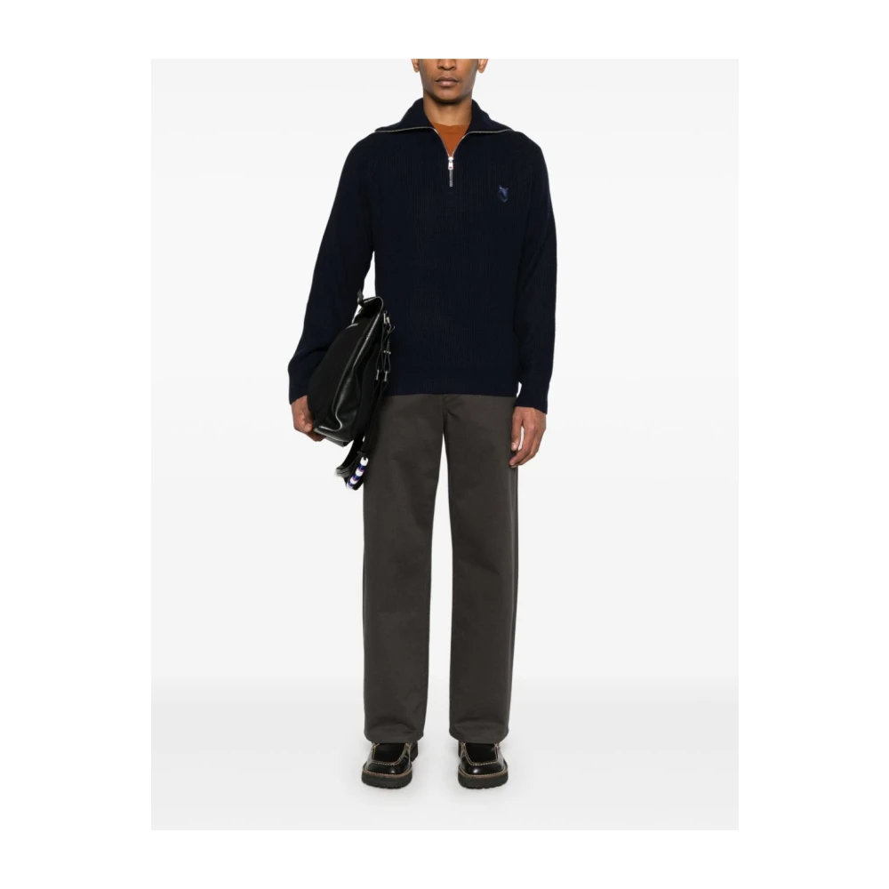 Maison Kitsuné Blauwe Bold Fox Head Sweater Blue Heren