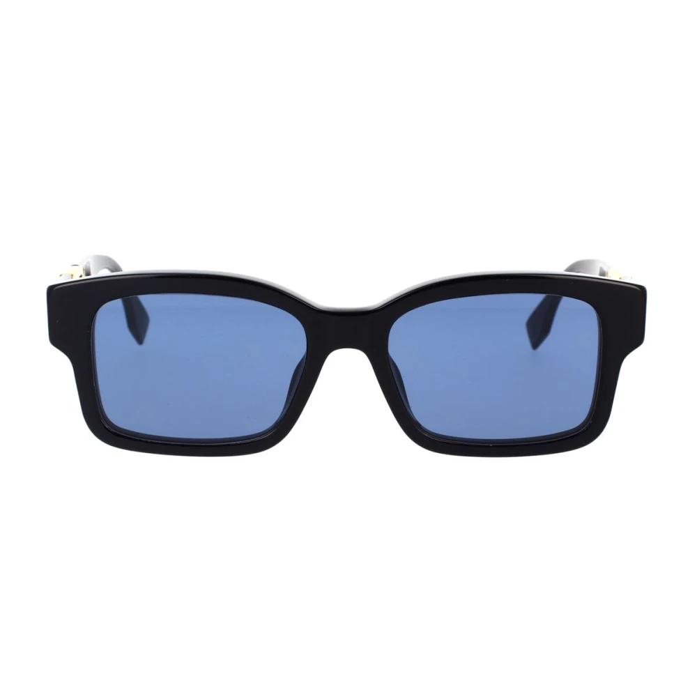 Fendi Glamorösa fyrkantiga solglasögon med mörk blank ram och transparenta blå linser Black, Unisex