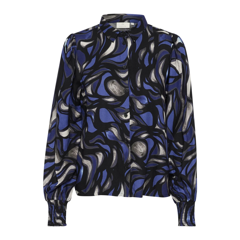 Kaffe Blauw Grijs Abstract Grafische Overhemdblouse Blue Dames