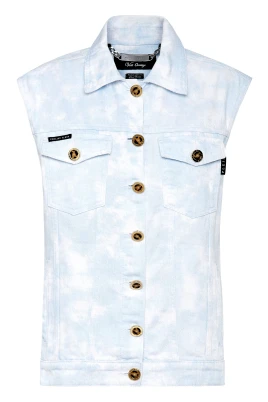 Bleach-effect Denim Vest