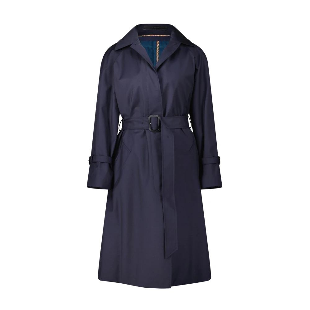 PS By Paul Smith Trenchcoat met Riem Blue Dames