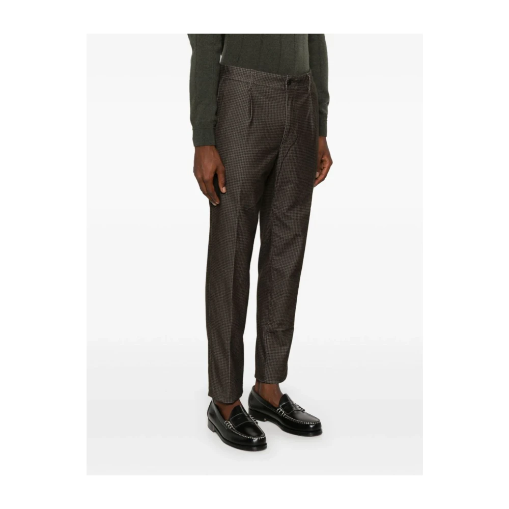 Incotex Slim Fit Houndstooth Velvet Broek Brown Heren