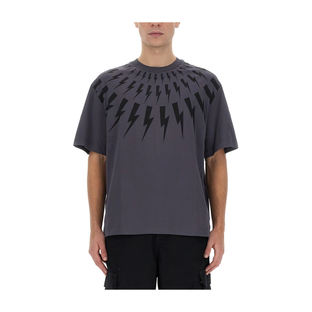 Neil Barrett Bedrukt Katoenen T-Shirt Gray Heren