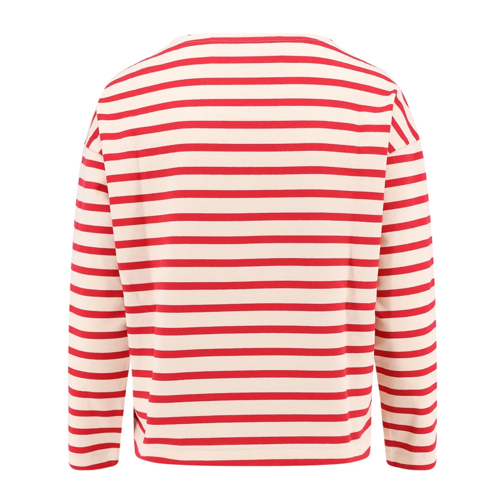 Valentino Gestreept katoenen T-shirt met print Red Dames