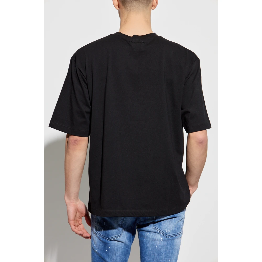 Dsquared2 T-shirt met glinsterende applicaties Black Heren
