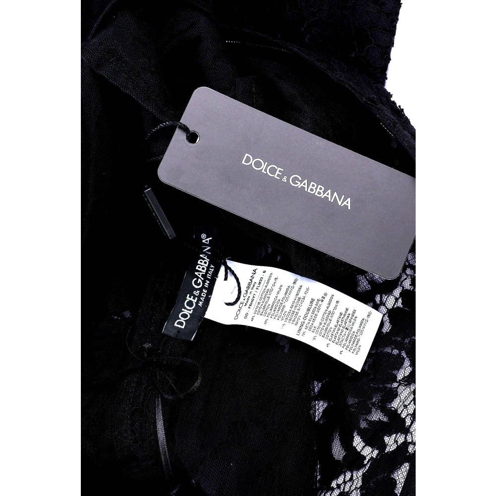 Dolce & Gabbana Vrouwen Elegante Kant Maxi Jurk Black Dames