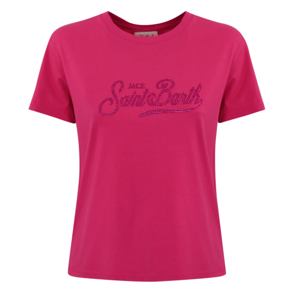 MC2 Saint Barth Fuchsia Geborduurd T-shirt Korte Mouw Pink Dames
