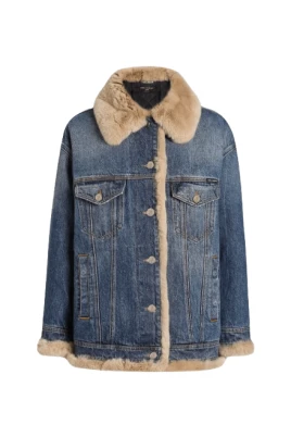 Indigo Blå Denimjacka med Fickor