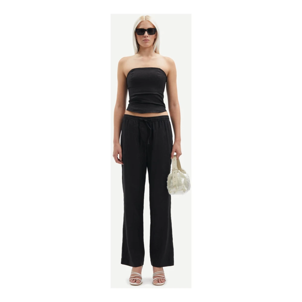 Samsøe Wijde Linnen Broek Black Dames
