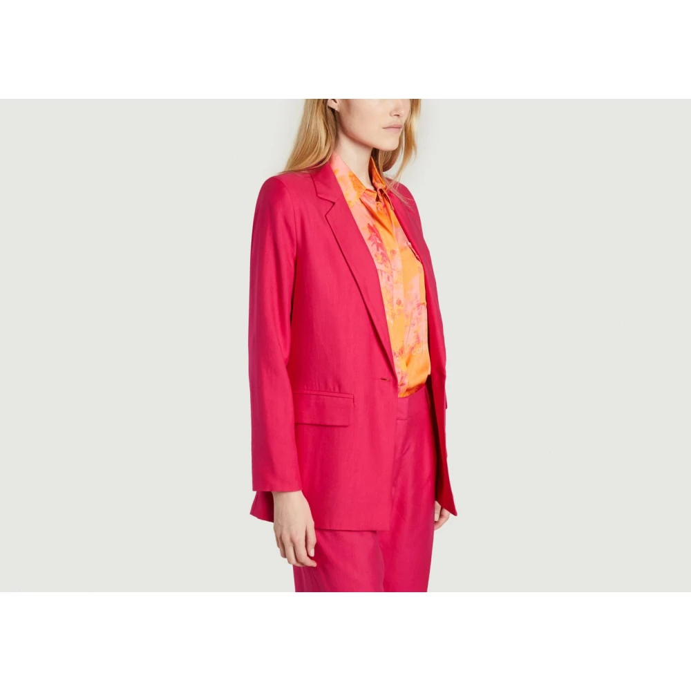 Modetrotter Fuchsia Tencel Blazer met Voorknoppen Pink Dames
