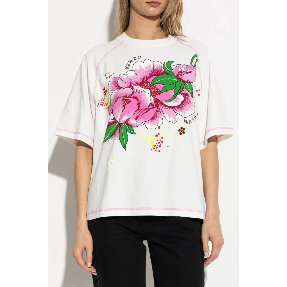 Kenzo T-shirt met bloemenmotief White Dames