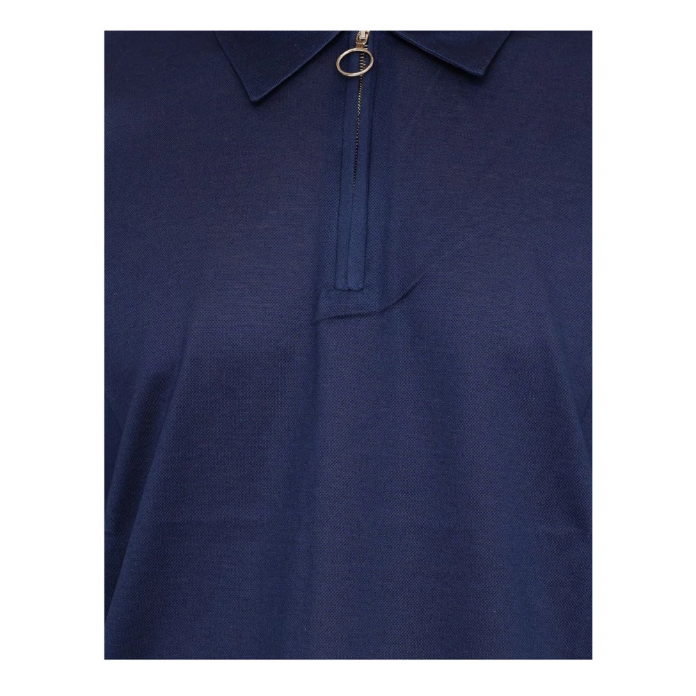 Low Brand Blauw Katoenen Poloshirt met Rits Blue Heren