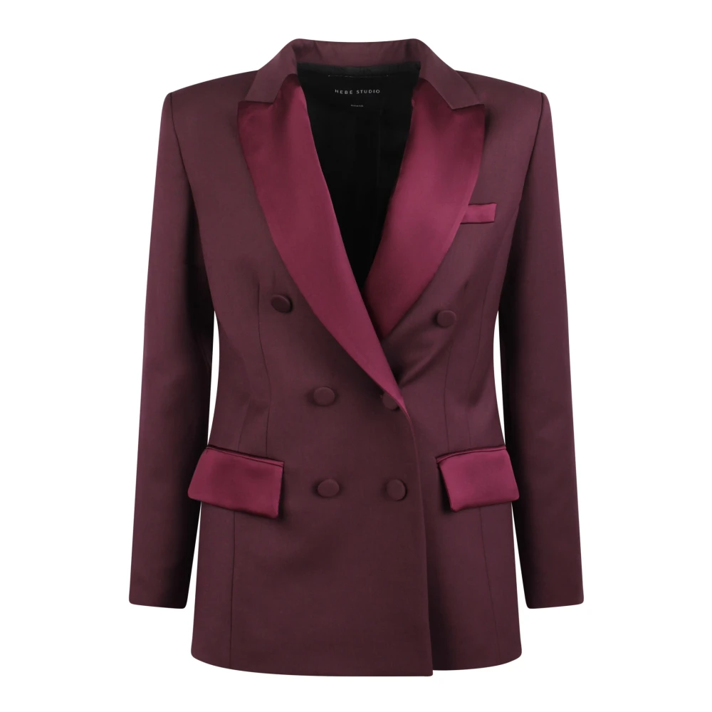 Hebe Studio Bordeaux Zijden Blazer Red Dames