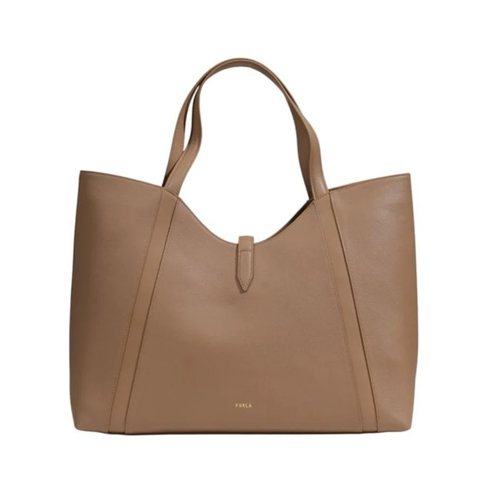 Furla Beige Leren Handtas met Strak Design Beige Dames