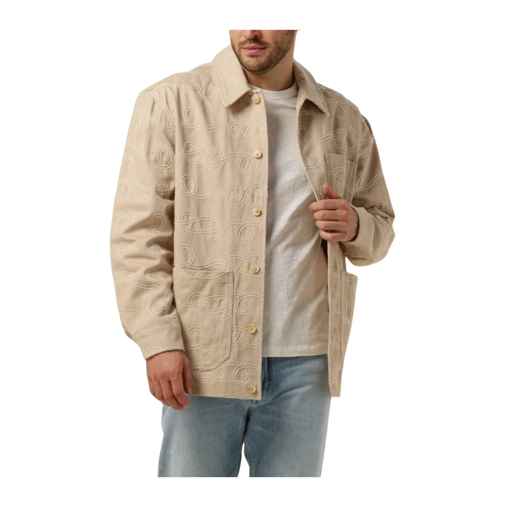 SCOTCH & SODA Heren Overshirts Robe Jacquard Twill Overshirt Jacket Beige