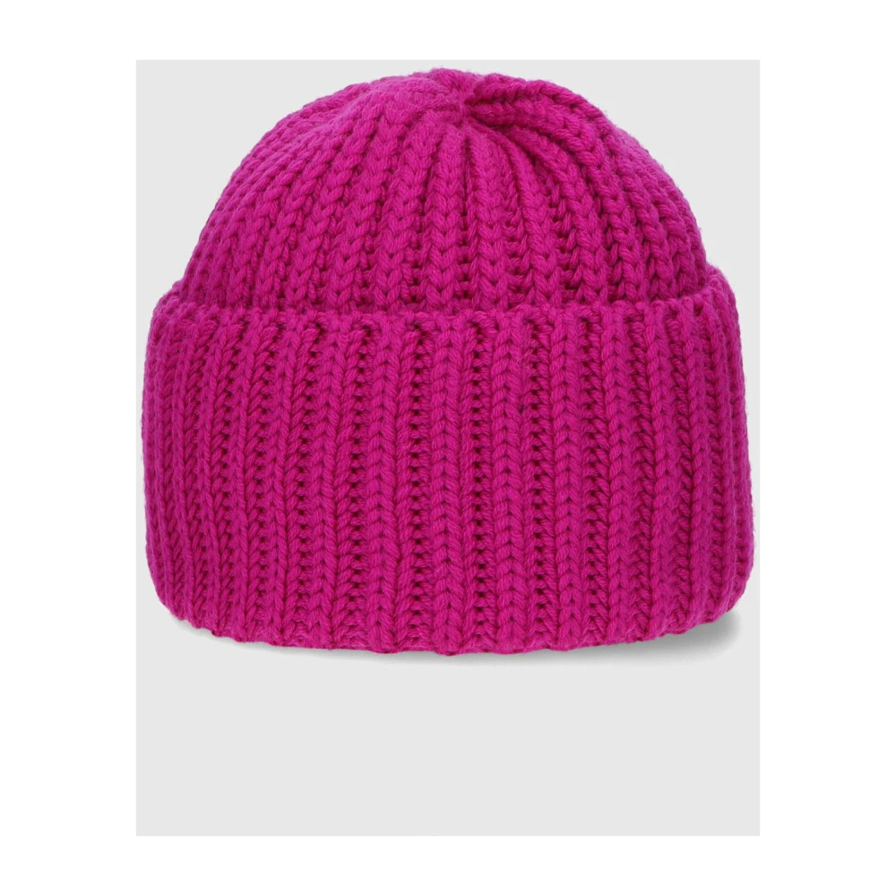 Borsalino Geribbelde Wollen Beanie Muts Purple Unisex
