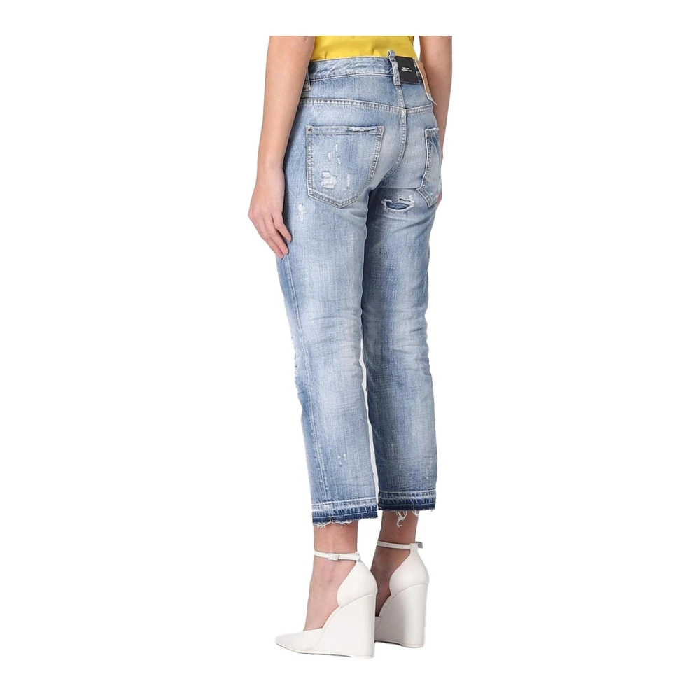 Dsquared2 Gedistresseerde Korte Jeans Blue Dames