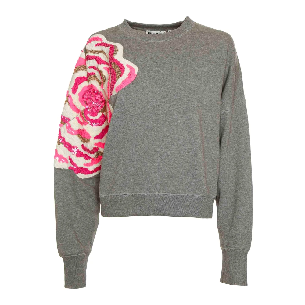 Essentiel Antwerp Pailletbloem Sweatshirt Gray Dames