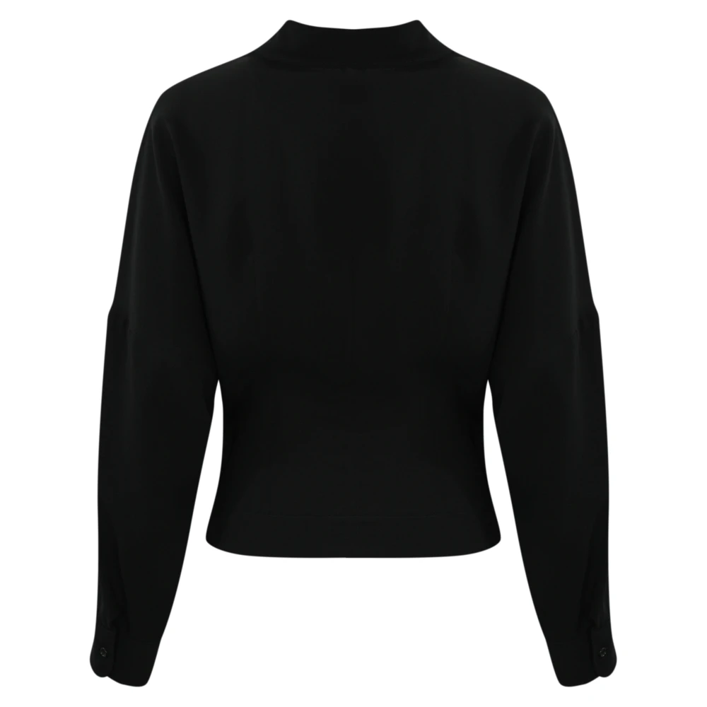 Philosophy di Lorenzo Serafini Zwarte Cross-Over Shirt Lange Mouw Black Dames