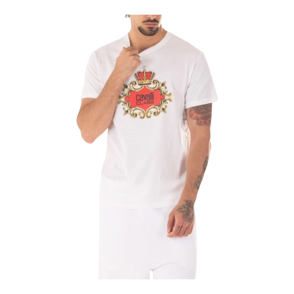 Just Cavalli Heren Logo T-Shirt White Heren