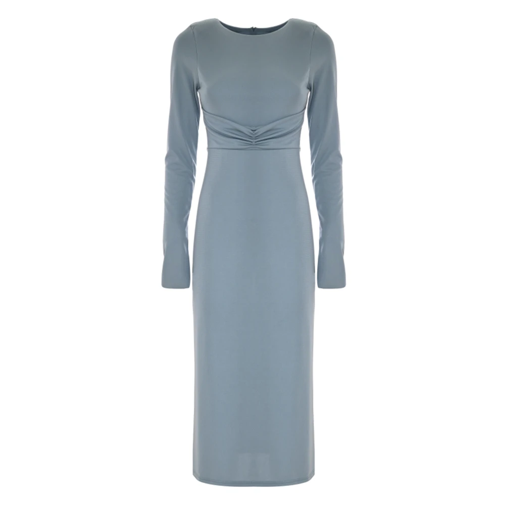 Kocca Elegante Gedrapeerde Taille Lange Jurk Green Dames