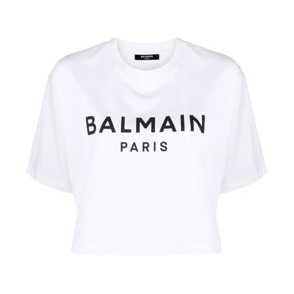 Balmain Cropped T-Shirt White Dames