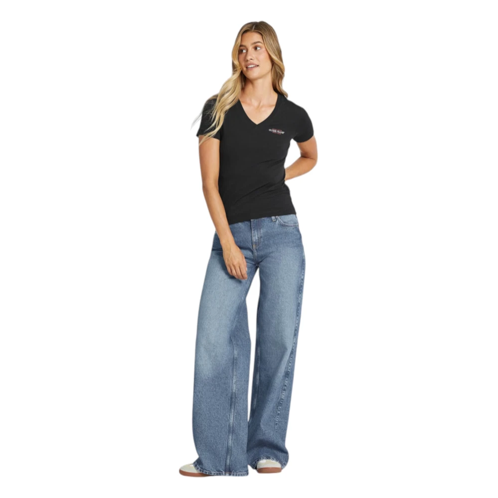 Guess Organische katoenen Slim Fit T-shirt Black Dames