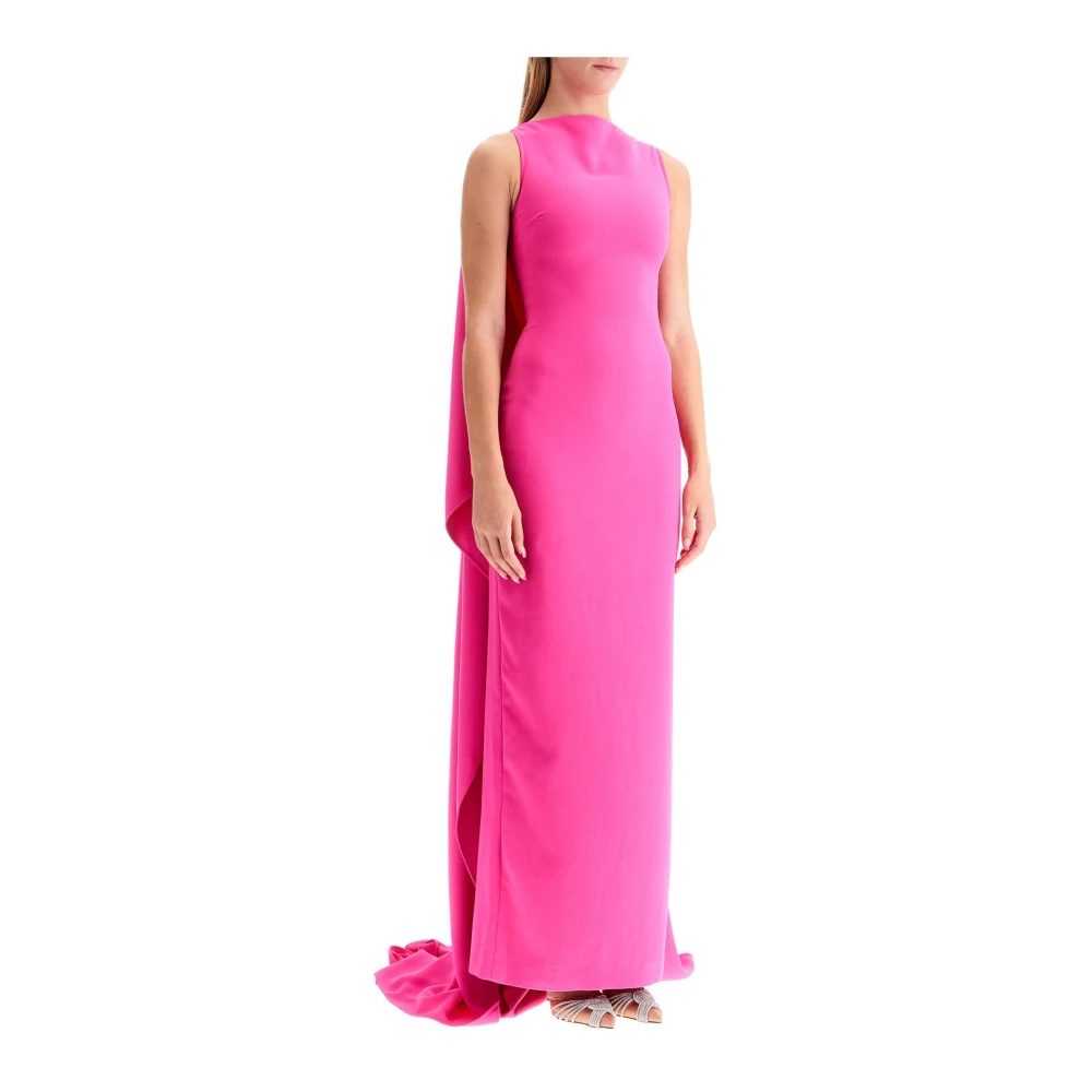 Solace London Elegante Lange Cape Jurk Pink Dames