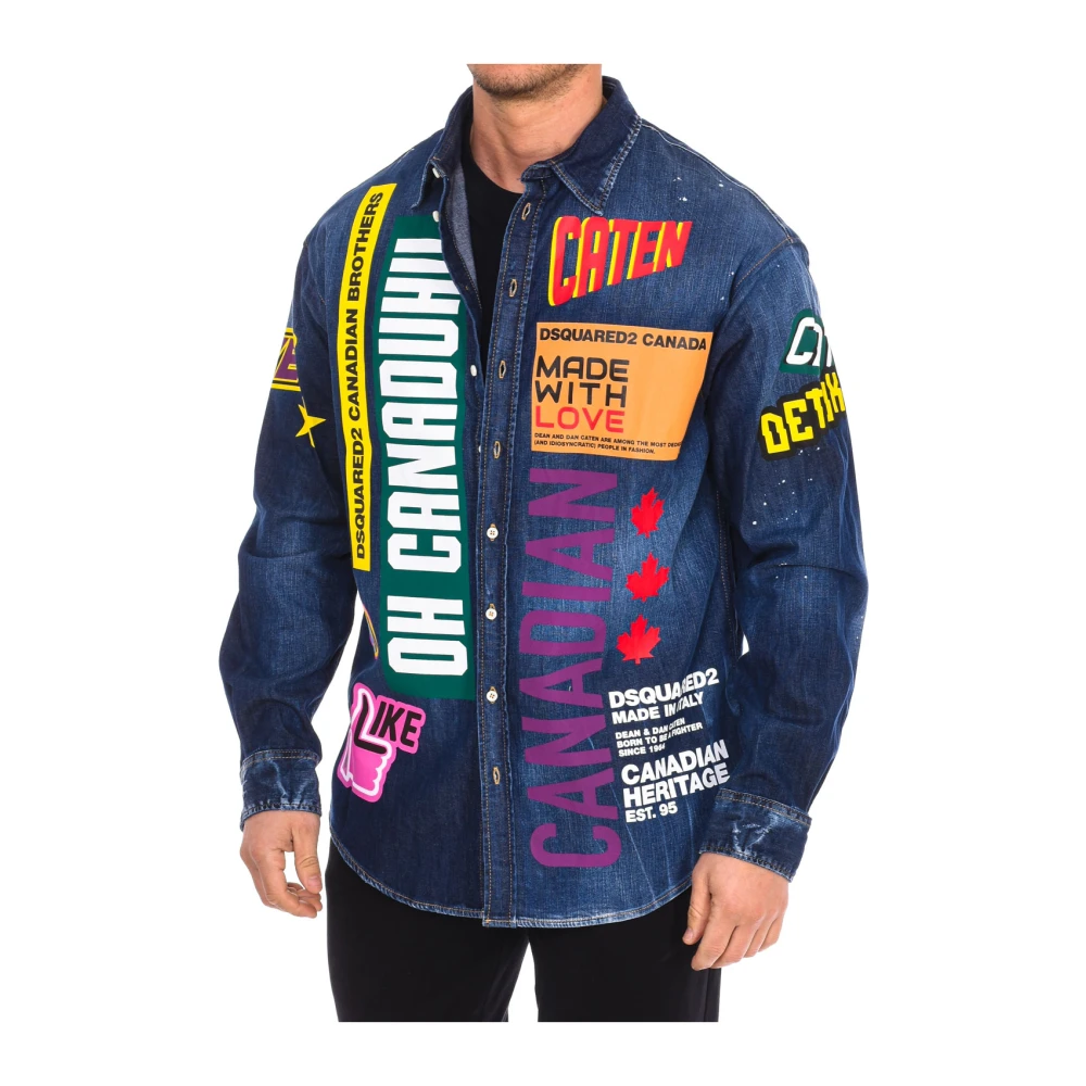 Dsquared2 Denim overhemd met merkmotief Multicolor Heren