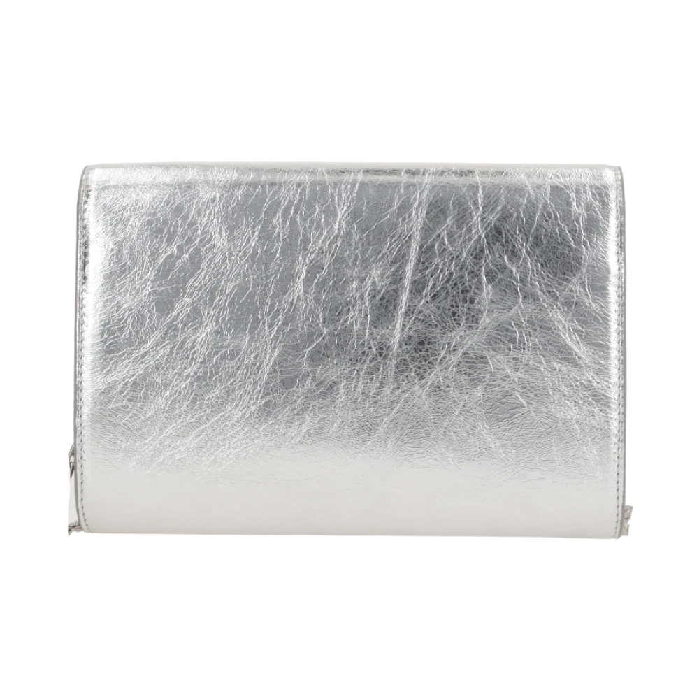 Roger Vivier Zilveren Gelamineerde Clutch met Juweelsluiting Gray Dames