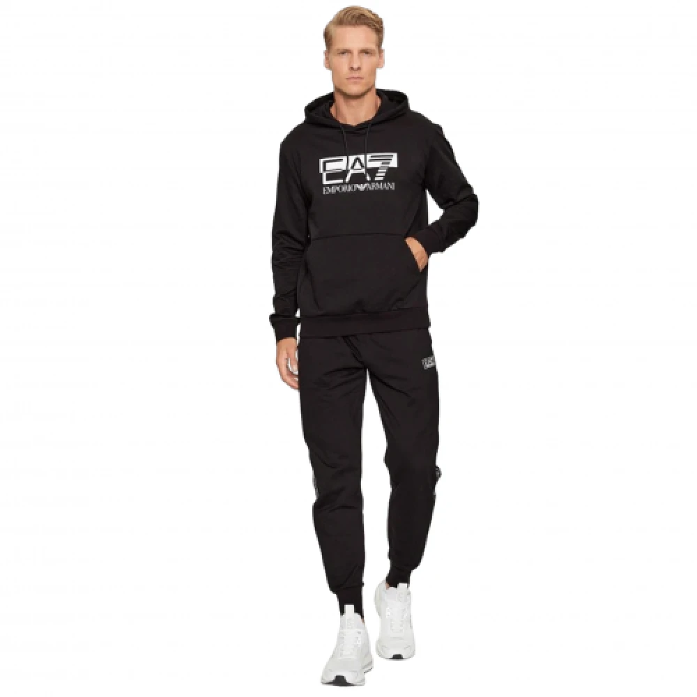 Emporio Armani EA7 Nieuwe hoodie met klieke print Black Heren
