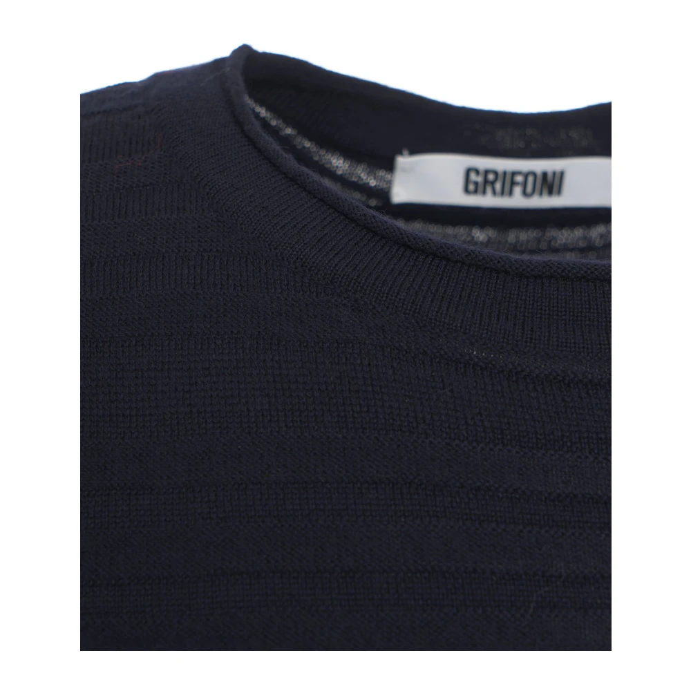 Mauro Grifoni Blauwe Gebreide Trui Aw24 Blue Heren