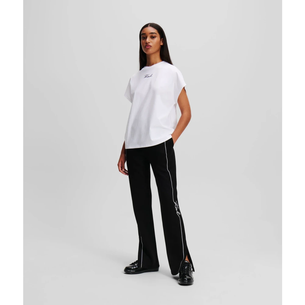 Karl Lagerfeld Biologisch katoenen T-shirt met logoborduursel White Dames
