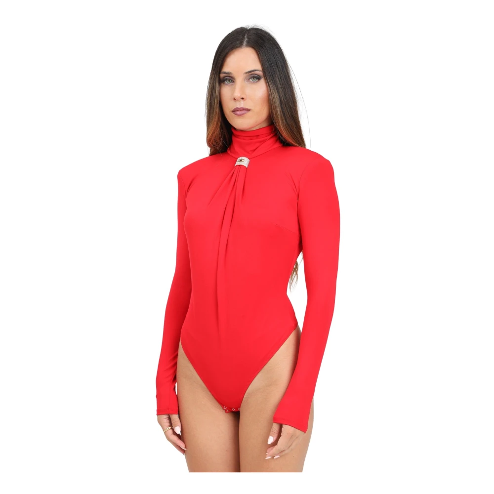 Elisabetta Franchi Rode lange mouwen gedrapeerd lichaam Red Dames