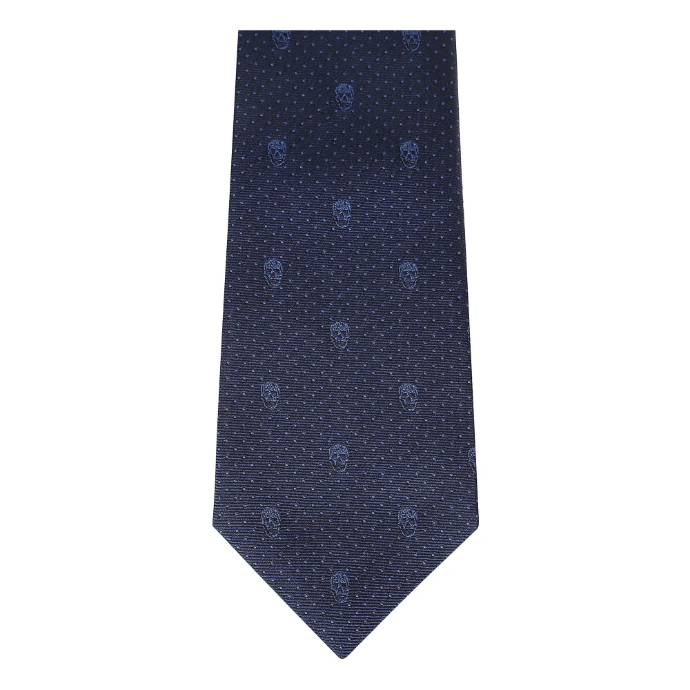alexander mcqueen Stropdas met schedel en polka dots in marine indigo Blue Heren