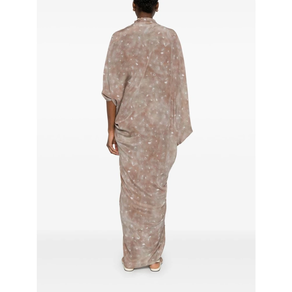 Cortana Beige V-hals Jurk met Asymmetrische Mouwen Beige Dames