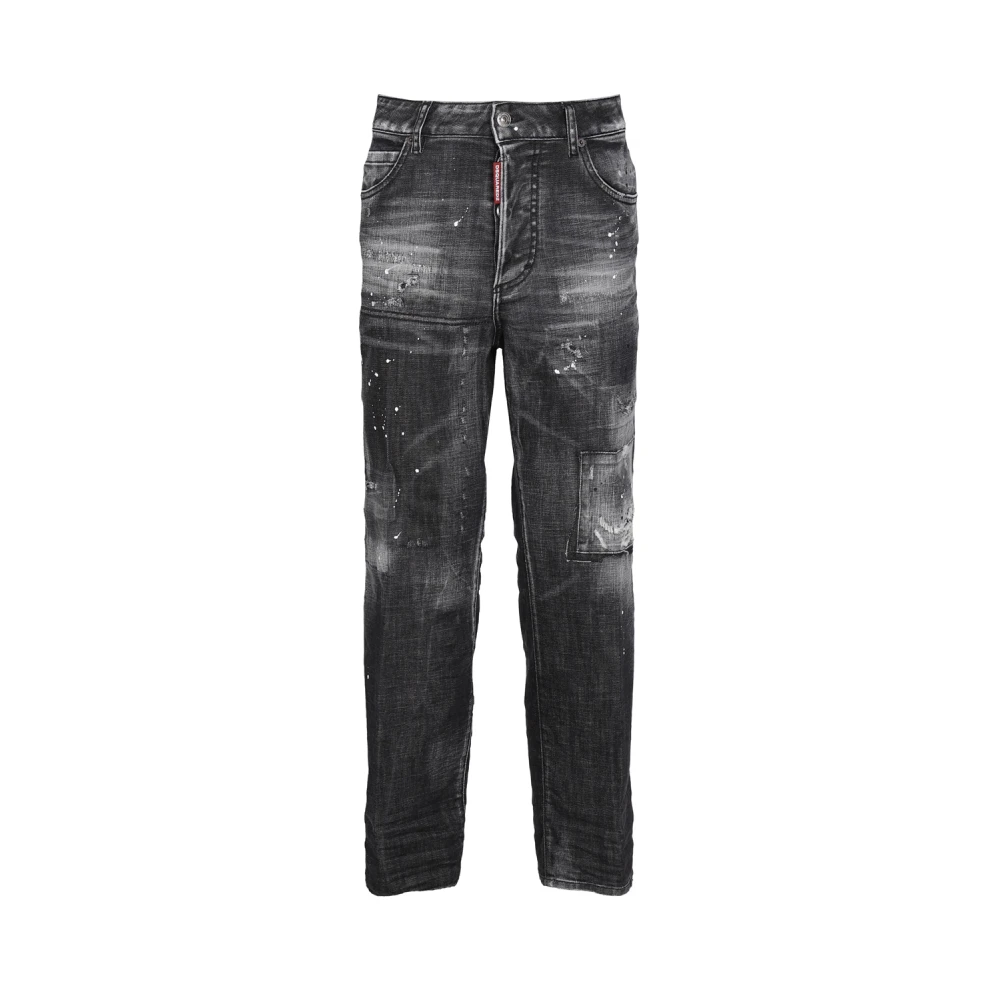 Dsquared2 Stiliga Loose-Fit Jeans Black, Dam
