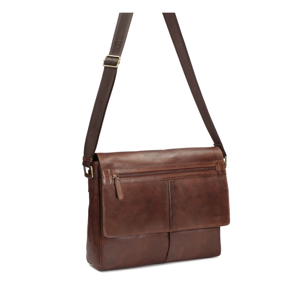 Kazar Elegante Leren Messenger Tas Urban Stijl Brown Heren