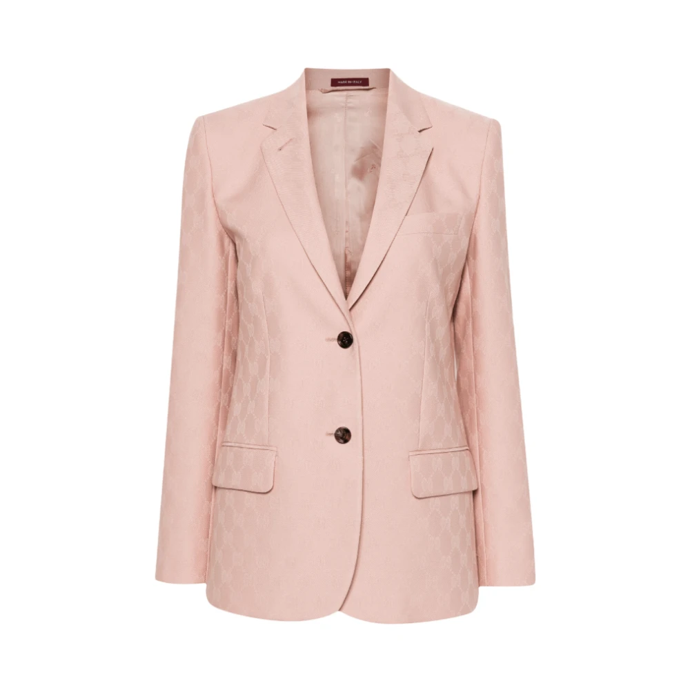 Gucci Rosa Ull Jacquard Blazer Pink, Dam